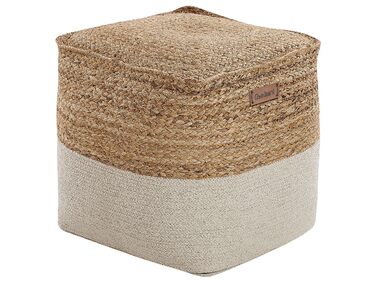 Beliani Boho Pouf Cotton and Jute Square Beige Kirama, Beliani Boho Pouf Cotton and Jute Square Beige Kirama