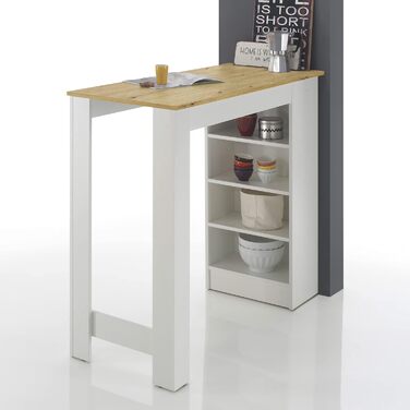 Сучасний барний стіл MOJITO білого кольору, під дуб Artisan - Компактна стільниця для кухні та їдальні - 115 x 103 x 50 см (Ш/В/Г) Білий / Дуб Artisan