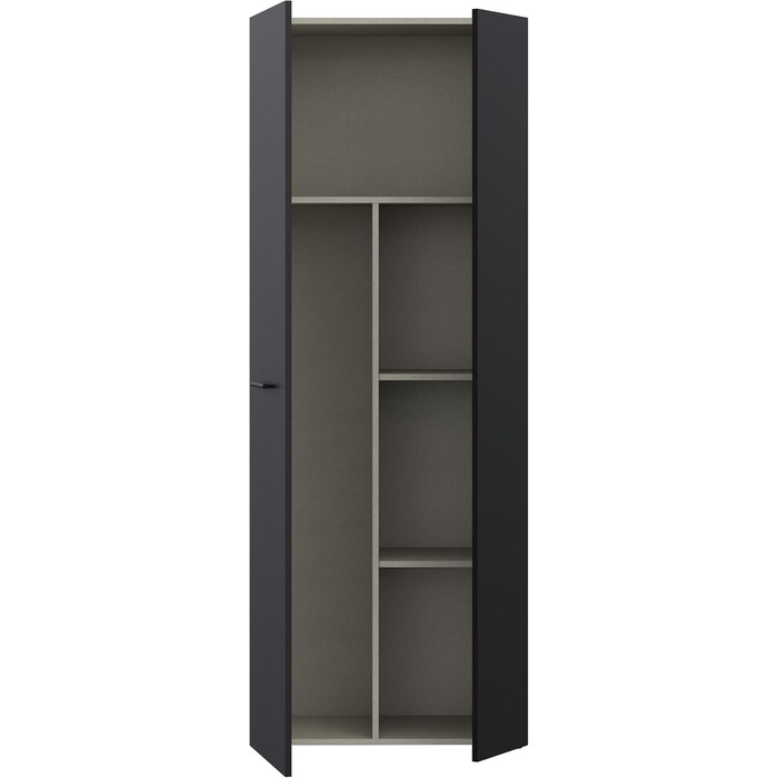 Шафа 70 180, Багатоцільова шафа, Шафа для пилососа, Місце для зберігання, Шафа з відкидними дверцятами, 2-дверна з полицями, Чорна, 68,7 см завширшки x 181,1 см заввишки x 36,5 см завглибшки Чорна багатоцільова шафа, 106