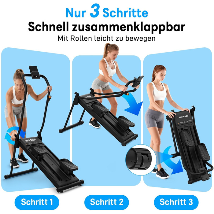 Магнітний степер HXD-ERGO 2025 для домашнього використання, тихий складаний степер для сходів з регульованою рамою та кутом нахилу педалей, домашній тренажер для тренувань усього тіла (темно-сірий)