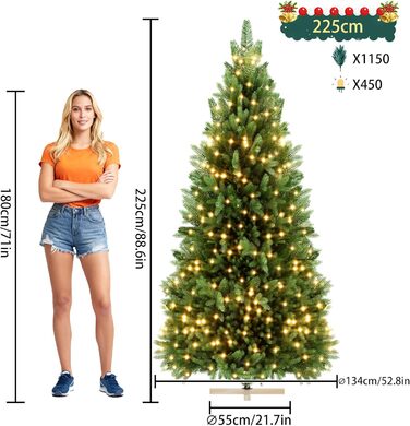 Штучна ялинка з підсвічуванням 225 см HENGMEI