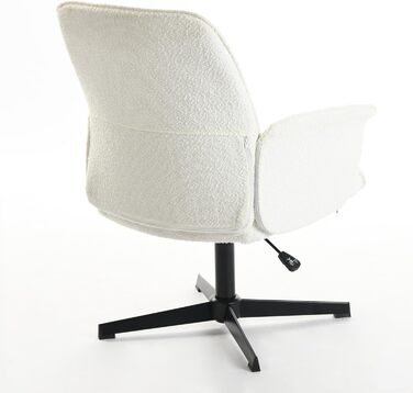 Офісне крісло Скандинавське ергономічне крісло, поворотне на 360, регульована висота, тканина букле, м&39яка тканина, біле, 66x63x82-94 см