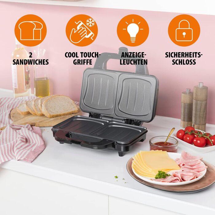 Бутербродниця Tristar SA-3060 Дуже глибокі сковороди дві порції за раз, чорна одна