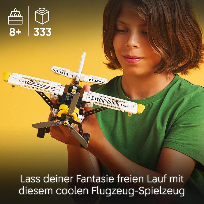 Пропелерний літак LEGO Technic, іграшка-літак для дітей, подарунок для хлопчиків і дівчаток віком 8, модель літака з обертовим пропелером і 4-циліндровим поршневим двигуном 42198