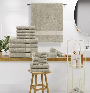 Набір рушників CHATEAU HOME COLLECTION (4 банних рушники, 6 рушників для рук, 8 фланелей) 600 г/м, абсорбуючий, комплект постільно