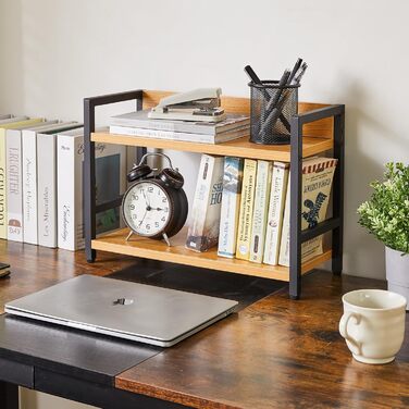 Рівнева підставка для спецій, кухонна полиця, органайзер для стільниці, настільне сховище для спецій, для кухні, вітальні, офісу, натуральний колір TLJ002N, 2-