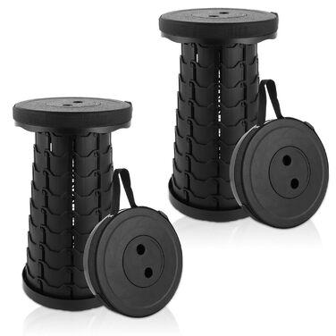 Телескопічний стілець DAJAVE з 2 предметів, складний портативний стілець з високою вантажопідйомністю, підходить для кемпінгу на свіжому повітрі, риболовлі, сімейного відпочинку та використання в приміщенні, чорний