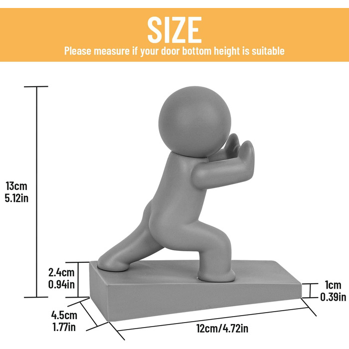 Симпатичний дверний обмежувач, декоративний обмежувач для дверей, захищає вашу підлогу (сірий, 1 упаковка) Сірий