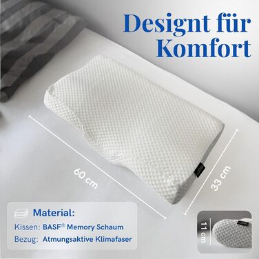 Ортопедична подушка для підтримки шиї, подушка з піни з ефектом пам&39яті, ергономічна подушка для шиї від болю в шиї, підходить для сну на спині, животі та на боці - в комплекті чохол (подушка)