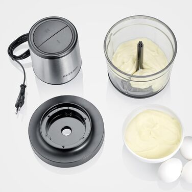 Універсальний подрібнювач SEVERIN, мультиподрібнювач для грубого та дрібного подрібнення, подрібнювачі для колотого льоду, сиру, горіхів та іншого, матова чорна/матова нержавіюча сталь, KM 3867