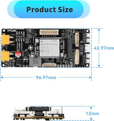 Плата розробки MeshSolar для літій-іонних систем BMS BLE/LoRa, мікроконтролер nRF52840 SX1262 LoRa. Підтримує Bluetooth та LoRa 868 МГц. Сумісний з літій-полімерним акумулятором Meshtastic.