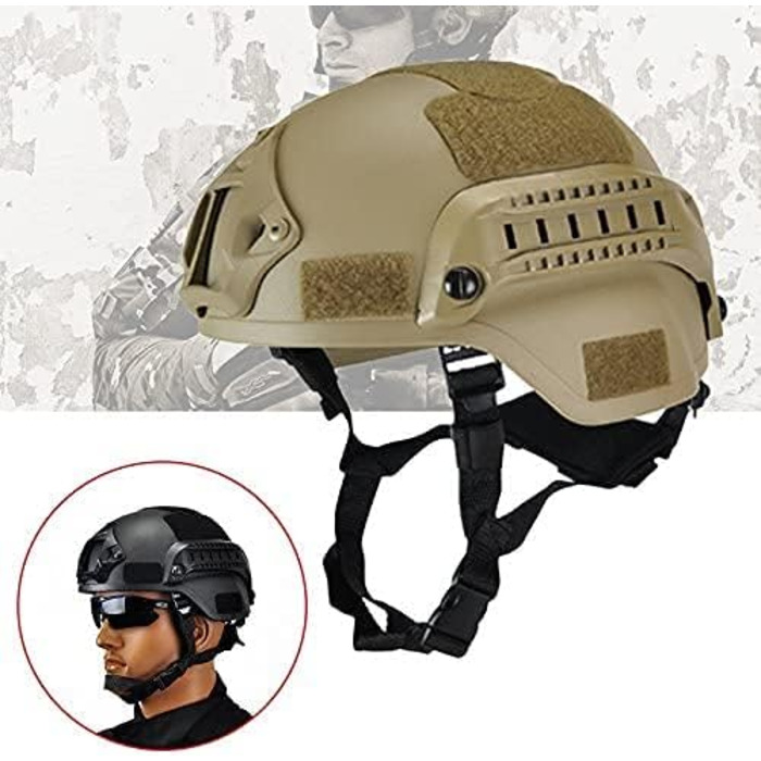 Тактичний шолом Airsoft Mich 2000 PJ з підтримкою NVG та боковими рейками, тактичний бойовий шолом CS, захисне спорядження для активного відпочинку, коричневий, один розмір