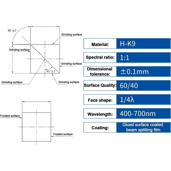 Підходить для викладання фізики та декорування, 50 50 50 мм оптичний скляний призматичний куб, 9 Optical Crystal Photography Prism