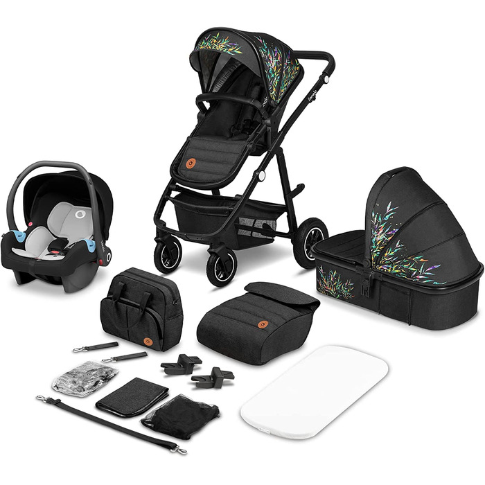 Дитяча коляска 3 в 1 комплект спортивне сидіння фіксована люлька автокрісло сумка москітна сітка дощовик XXL дах із захистом від с