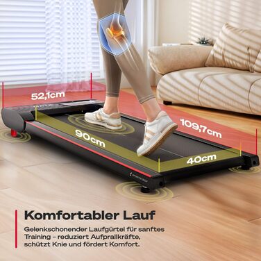 Килимок для ходьби Sportstech - Бігова доріжка для домашнього використання з нахилом до 9 1-6 км/год, включаючи підписку на додаток Домашній офіс, крокомір, легкий та компактний, транспортні колеса WalkMate до 120 кг Walkmate Black