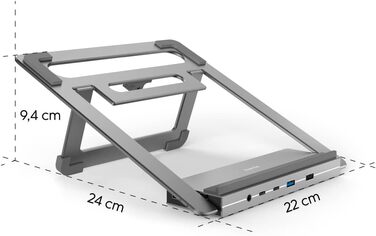 Хаб-Докстанція з Підставкою для Ноутбука, 12 портів (4 шт. USB-A, 2 шт. HDMI, 3 шт. USB-C, DisplayPort, LAN/Ethernet, 3.5 мм аудіо, 12-в-1 USB-C Хаб для Офісу чи Дому)