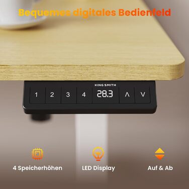 Стіл з регульованою висотою, електричний комп&39ютерний стіл 140 x 60 см, стіл для роботи сидячи та стоячи з 4 положеннями пам&39яті, стіл для роботи стоячи з 2 гачками для офісу, з&39єднувальна пластина, дуб