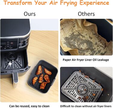 Силіконова фритюрниця Аксесуари, складні силіконові форми для Ninja Foodi AF400EU/SL400EU/Cookwise і всі 7.6-9.5 л фритюрниці Dual Zone з магнітною кулінарною книгою (чорна, 2 шт. )