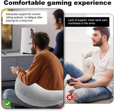 Ергономічна подушка, багатофункціональний підлокітник, чохол, який можна прати, U-подібна подушка для тазу, подушка для підтримки рук, подушка для читання, ігрова подушка та подушка для читання, в&39язана подушка для дивана та ліжка (сіра)