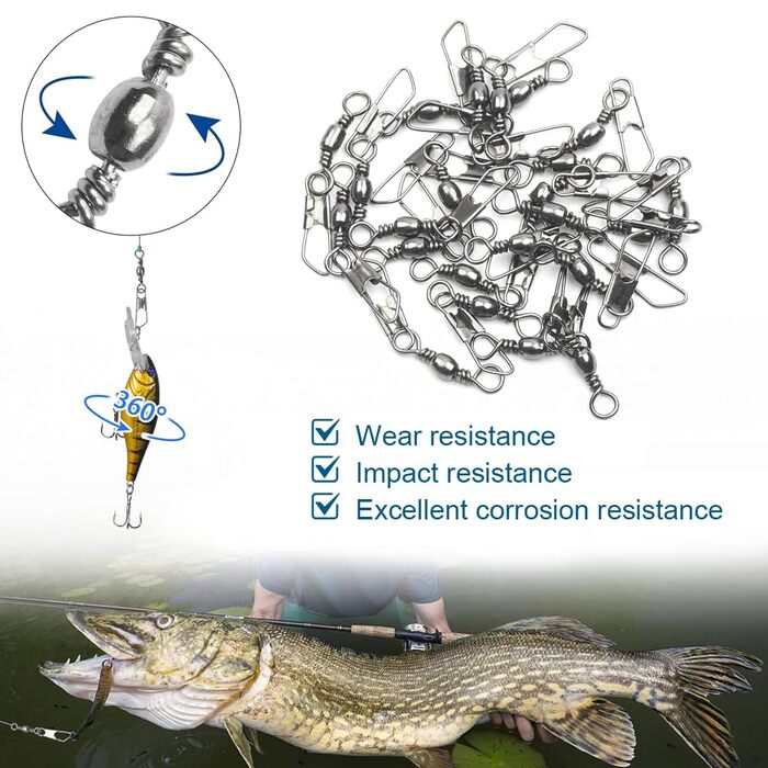 Аксесуари для риболовлі, 100 шт. вертлюги, вертлюги для лову форелі, вертлюги з нержавіючої сталі з нержавіючої сталі з наживкою для риби, вертлюги для морської води, вертлюги для рибальських аксесуарів 5 розмірів 6 8 10 12 14