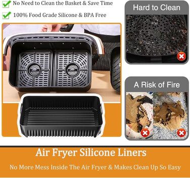 Аксесуари для Ninja Foodi Flexdrawer 10.4 л AF500DE, 3 шт. силіконова фритюрниця, аксесуари для фритюрниці Ninja AF500EU AF500EUCP AF500DE 10.4 л 2 * 5.2 л