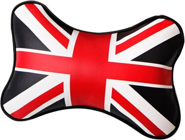 Подушка для шиї автомобіля Facynde Union Jack - подушка для шиї автомобільних сидінь Union Jack Flag Pattern - PU шкіра PP бавовна Зручна підтримка шиї Британська