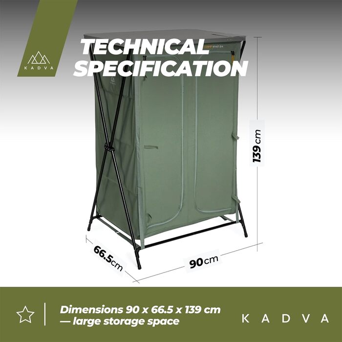 Кемпінгова шафа CAMPShelf 24, розміри 66,5 x 90 x 139 см. Кемпінгова шафа виготовлена з міцного матеріалу. Легка та стійка конструкція. Легко збирається та транспортується. Колір зелений.