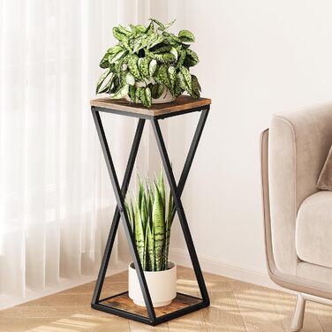 Металева підставка для квітів Bamworld з дерев&39яними полицями, 2-рівнева підставка для рослин промислового дизайну, квітковий табурет для вітальні, балкону, прикраси саду