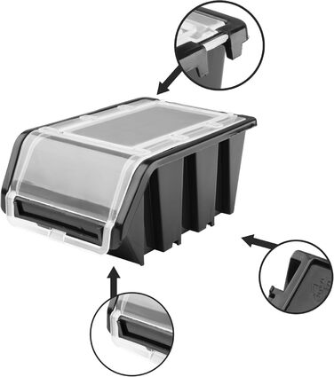 Система зберігання в майстерні 78 x 39 см 21 коробка Настінна полиця зі штабелюваними коробками - Надзвичайно міцні стінові панелі, стійка для інструментів, полиця для зберігання в гаражі (Чорна)