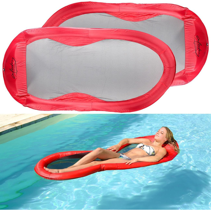 Водяний гамак infactory Комплект із 2 водних гамаків 200 x 90 см, включаючи сумку для транспортування (водяний гамак з надувним матрацом, надувний водяний гамак, надувний)