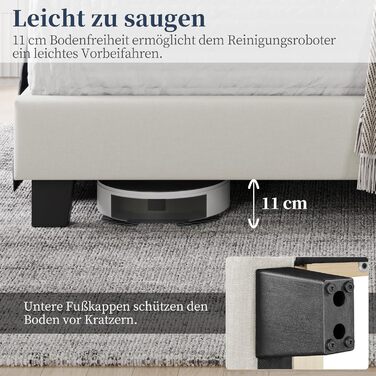 Ліжко Yaheetech з м&39яким каркасом 140 x 200 см, міцне двоспальне ліжко, сімейне ліжко, м&39який каркас ліжка, ліжко з місцем для зберігання, для спальні, гостьова кімната, бежевий колір, бежевий 140 x 200 см