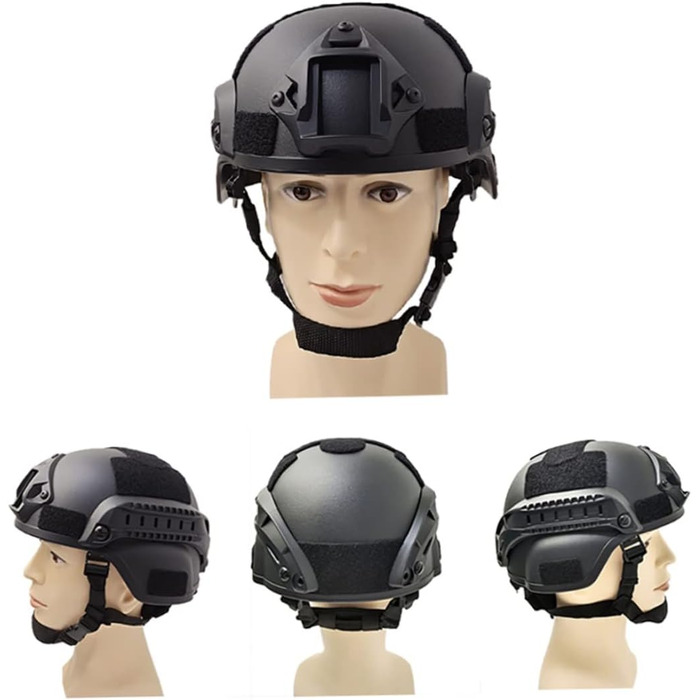 Шолом Fast Airsoft, м&39який велосипедний шолом, універсальний пейнтбольний шолом, кріплення NVG, захисний захист від ударів для полювання, чорний, 22.05-23.62