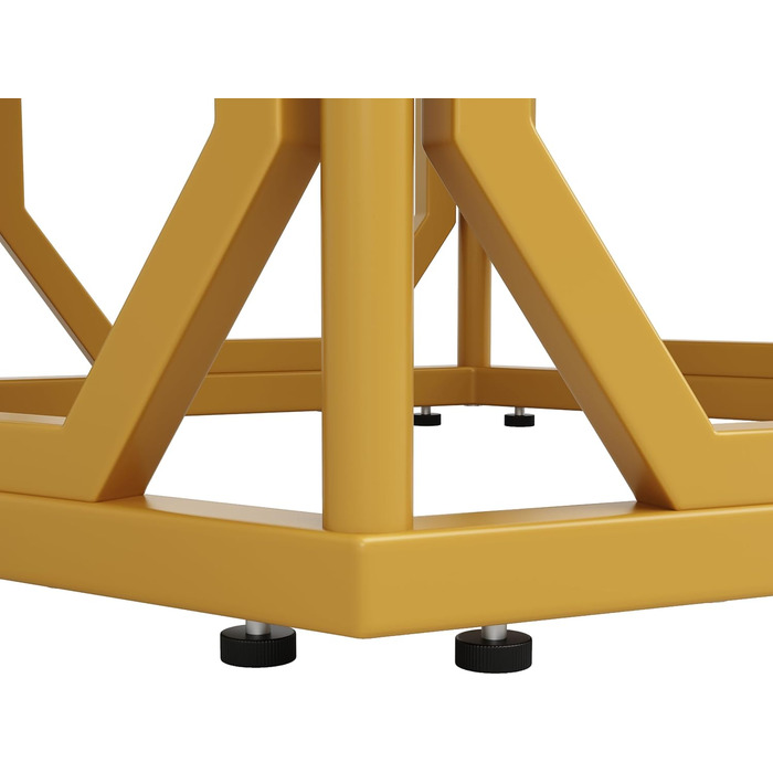 Шестигранний обідній стіл Merax, великий сучасний кухонний обідній стіл для 4-6 осіб, стільниця з МДФ з мармуровим візерунком, міцна металева основа золотого кольору, для кухні, вітальні, 110,2 x 95,4 см (110,2 x 95,4 x 75,5 см) Мармуровий візерунок та зо