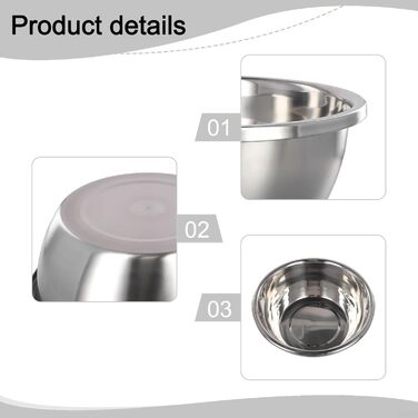 Набір мисок з нержавіючої сталі для приготування їжі, випікання, збивання яєць, приготування їжі, змішування салатів та безпечного зберігання з широким бортиком (32 см)