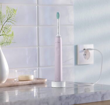 Звукова електрична зубна щітка Philips Sonicare серії 3100 із вбудованим датчиком тиску, SmarTimer і QuadPacer, HX3671/11, рожева одинарна