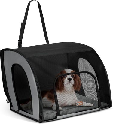 Автокрісло для собак K&H Pet Products, закрите, дорожнє, безпечне для домашніх тварин, автокрісло для собак, мякі боковини, крита переноска для домашніх тварин, миється, кілька входів, сітчасте вікно