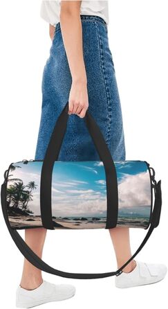 Спортивна сумка, дорожня сумка, пляжна сумка, з пальмами, принт, сумка на нічліг, чорна, універсальний розмір