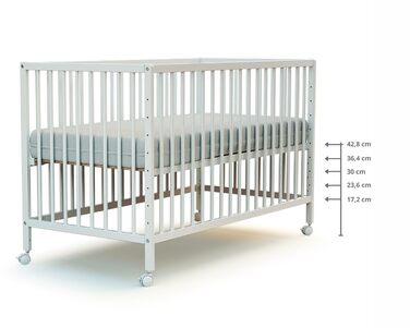 Дерев&39яне дитяче ліжко для сну 60x120 см Біле LIO Дитяче ліжко для сну Від народження Регульована висота Один розмір, рейкова основа, біла, 23 WEBABY -