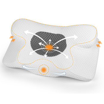 Подушка для шиї з піни з ефектом пам&39яті, ергономічна ортопедична подушка, регульована по висоті, подушка для сну на боці, спині та животі - 63 x 34 см x 9/12 см, біла