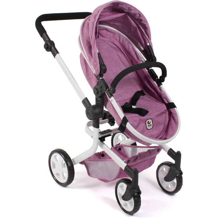 Лялькова коляска Mika, комбінована лялькова коляска 2в1 для дітей від 4 до 8 років, джинсовий рожевий, 595-62, 73 x 41 x 82 см, 20