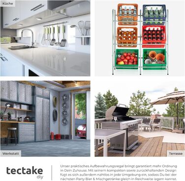 Стійка для ящиків для напоїв tectake, міцна окремостояча полиця, стійка для ящиків, полиця для коробок, стійка для ящиків для напоїв, для кухні, полиця для підвалу, полиця для зберігання, вантажопідйомність на ящик 40 кг (на 6 ящиків) 401728