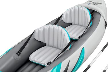 Каяк Hydro-Force Rapid Elite для 2 осіб Надувний човен з ручним насосом, веслами, сидіннями, ластами та сумкою для зберігання, двомісний Graue Sitze