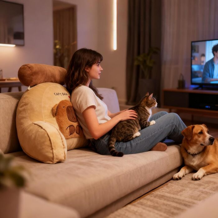 Зручна подушка для читання Подушка Capybara зі спинкою та підлокітником Подушка для читання з опорою для спини Підголівник та підтримка шиї для читання, відпочинку та перегляду телевізора