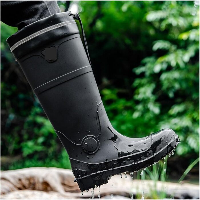 Чоловічі гумові гумові чоботи з підноском та платформою, водонепроникні, стійкі до ковзання, ударостійкі та проколів, робоче взуття без шнурівки, ударостійке, чорно-червоне A 46 EU