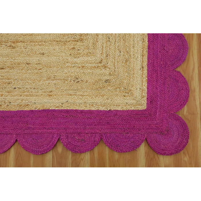 Великий килим кілім 30,5 х 38,1 см, хвилястий килим, бежево-рожевий, тканий джутовий килим, для приміщень і вулиць, плоске плетінн