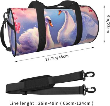 Спортивна сумка, дорожня сумка, біла з принтом рожевих квітів сакури, сумка для подорожей на ніч, чорна, універсальний розмір