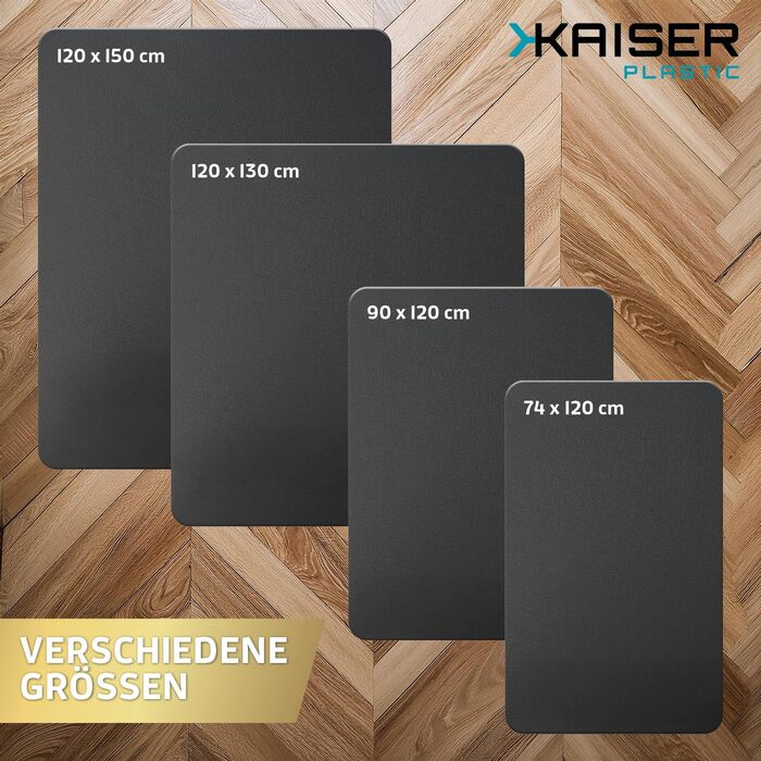 Захисний килимок для підлоги Kaiser, чорний, 120x150 см - килимок для столу, чорний - килимок для стільця - нековзний килимок для стільця - захисний килимок для офісних стільців - килимок для стільця, 120 x 150 см