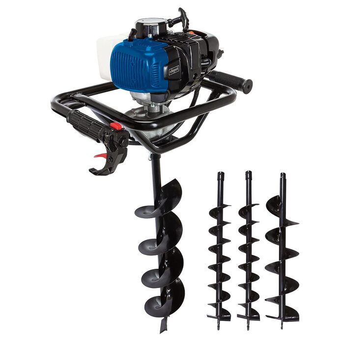 Бензиновий Бур для Землі Бур для Ям, Бур для Стовпів, Садовий Бур Довжина Бура 800 мм Зручний з Двома Ручками Потужність 1450 Вт Максимальний Діаметр Буріння 200 мм В Комплекті Бури 100, 150, 200 мм, 2000