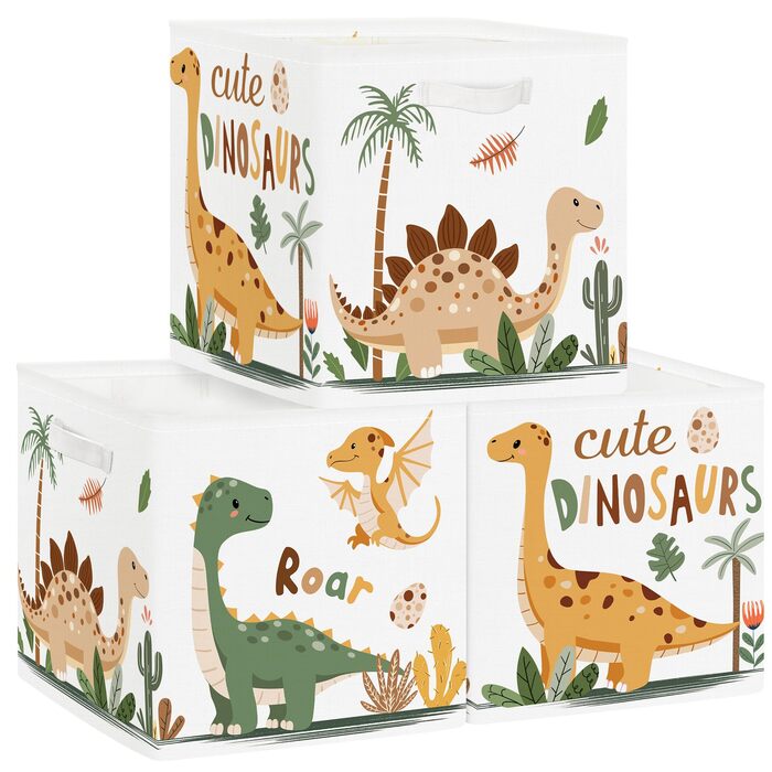 Коробка для зберігання 3 шт. и бохо динозавр кошик для зберігання дітей складаний пальмовий кубик для зберігання яєць іграшок, книг, одягу, кактусів, 30