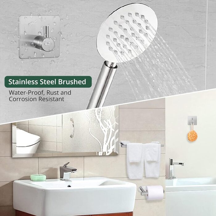 Рушникосушка JiGiU без свердління, набір 5-в-1 з нержавіючої сталі 40 см рушникосушка для ванної кімнати, 3 шт. гачок для рушників